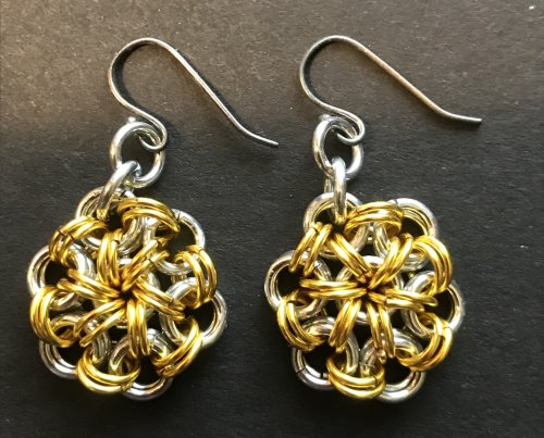 Nancy Chase's Color Inspiration - Sunny Sunflowers - , Wire Jewelry Design, Design, chain maille earrings